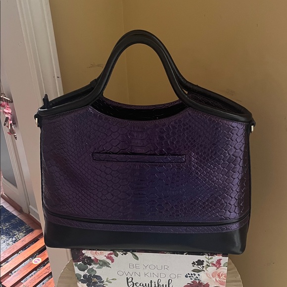 Brahmin Purple and Black Satchel - Picture 3 of 13